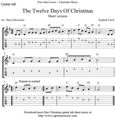 free guitar christmas sheet music